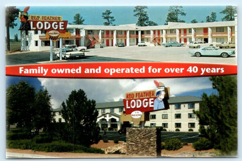 GRAND CANYON, Arizona AZ ~ Roadside RED FEATHER LODGE Motel 4x6 Postcard