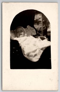 RPPC Cute Baby Lucille In Her Stroller c1910 Real Photo Postcard T24