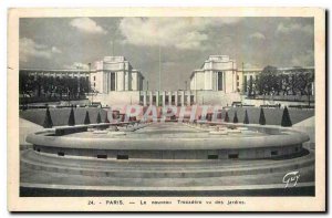 Old Postcard New Paris Trocadero gardens seen