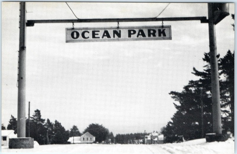 c1960s Ocean Park, Wash. Entrance Gate Litho Photo PC Columbia Etch Tone WA A145