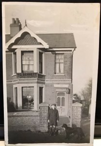 1930s W G BENNETT Fruiterer Grocer SWANLAND SHOP EAST YORKSHIRE RPPC Boy & Dog