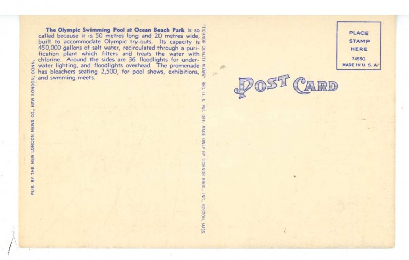 CT - New London. Ocean Beach Park Swimming Pool ca 1940's