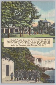 Linen~Niagara Falls NY~Touring Party In Oilskin~Trip Under American Falls~Vtg PC