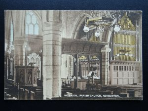 Devon ASHBURTON St Andrew's Parish Church Pulpit, Organ & Interior Old Postcard