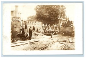 Lawton Station NY, Pipe Construction Workers Occupational RPPC Photo Postcard 