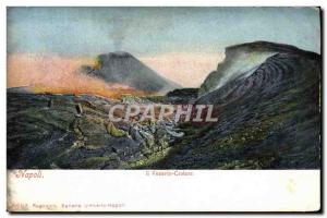 Old Postcard Volcan Napoli Il Vesuvio crater