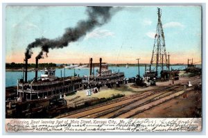 1907 Excursion Boat Leaving Foot Main Street Kansas City Missouri MO Postcard 