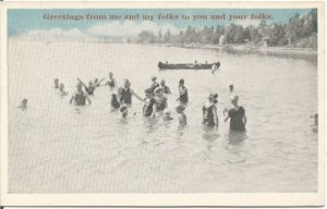 Old Fashioned Dip in the Pond Fun Vintage Postcard Featuring a Fun Photograph