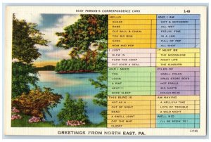 c1940 Greetings From Person Correspondence Card North East Pennsylvania Postcard