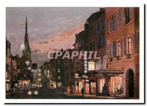 Modern Postcard Villefranche Rhone Rue Nationale Night