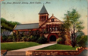 The Ames Memorial Library, North Easton MA Vintage Postcard T47