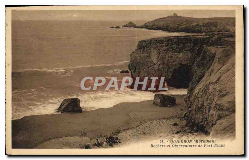 Old Postcard Quiberon (Morbihan) Rocks and Observatory of Port Blanc