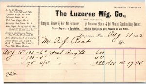 1902  Luzerne Mfg. Co.   Pennsylvania    Receipt   8 x 5