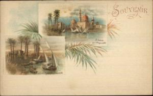 Cairo Egypt Multi View c1900 Postcard - Lithograph