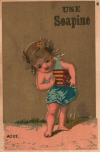 1880s-90s Soapine Washes Everything Kendall Mfg. Co Girl With Cake Trade Card