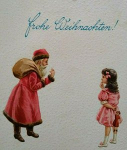 Christmas Postcard Santa Claus True Vintage Germany Frohe Weihnachten Original