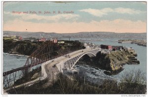 Bridge and Falls, St. John, New Brunswick, Canada, PU-1918