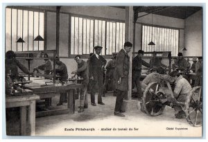 c1920's Pittsburgh School Iron Work Shop Factory Interior PA Unposted Postcard