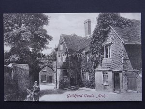 Surrey GUILDFORD Castle Arch & Gardner with Wheelbarrow - Old Postcard by Frith