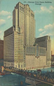 USA Chicago Civic Opera Building Chicago Linen Postcard 07.40