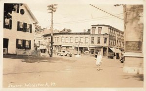 Woodfstock VT Storefronts The Ottauquechee Savings Bank Real Photo Postcard