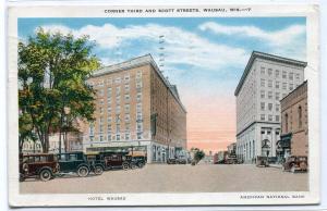 Third & Scott Street Scene Wausau Wisconsin 1935 postcard