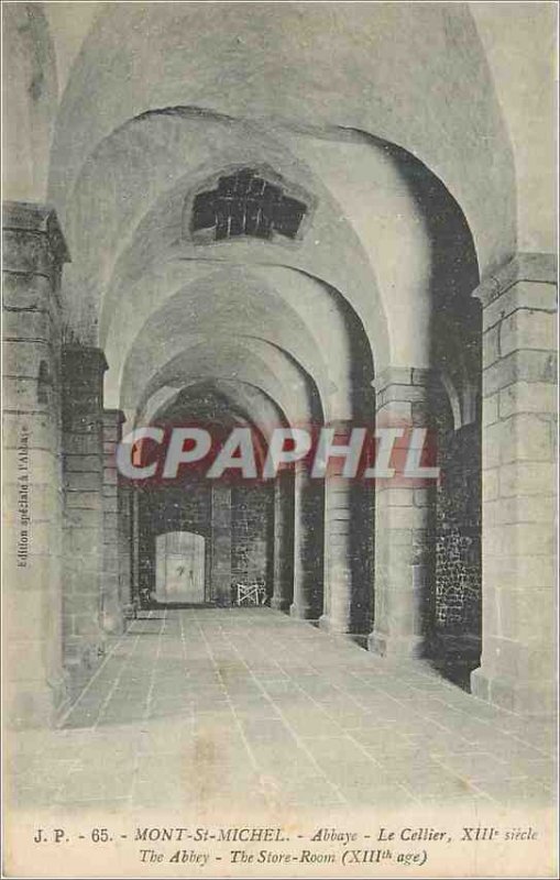 Old Postcard Mont Saint Michel abbey The XIII Century Cellar