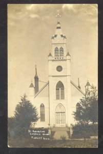 RPPC FIDELITY KANSAS ST AUGUSTINE CATHOLIC CHURCH AZO REAL PHOTO POSTCARD