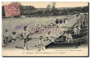 Old Postcard Army boats Avignon Bridge by the 7th Genie