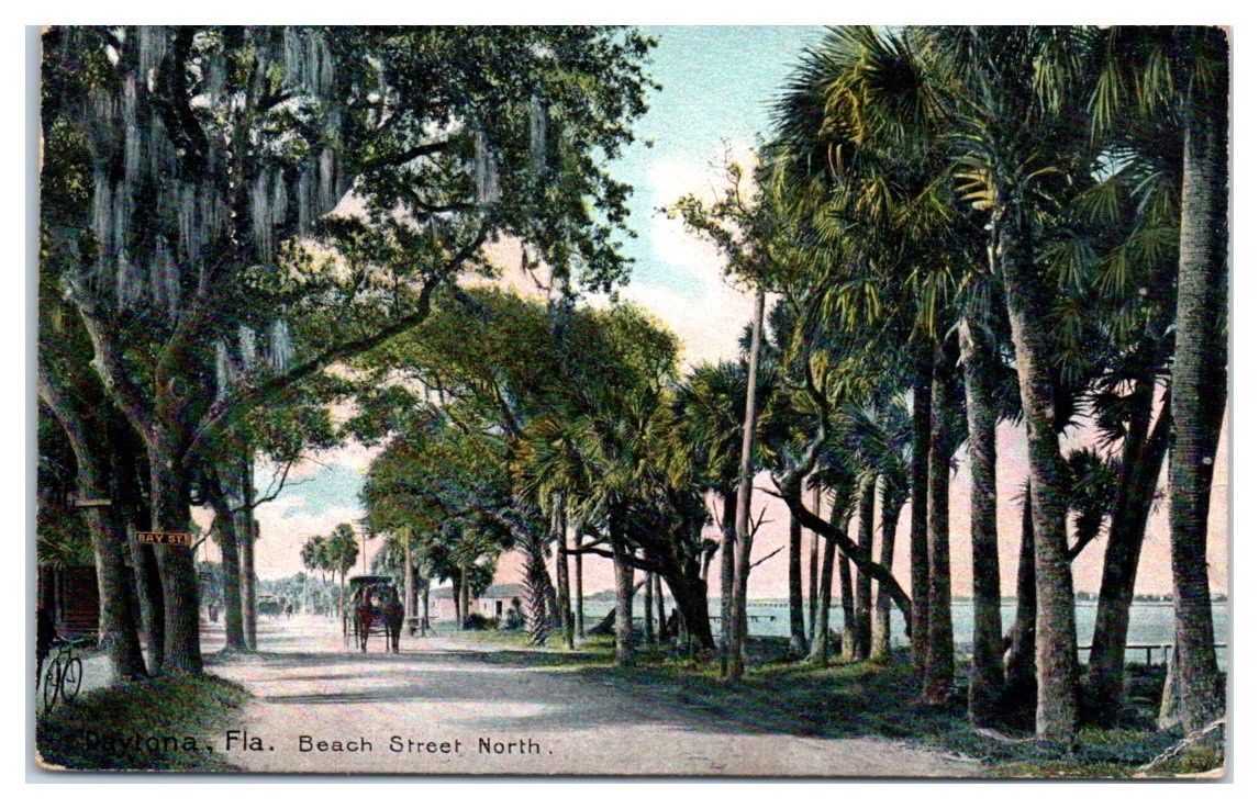 Early 1900s Horse-Drawn Buggy, Beach Street North, Daytona, FL Postcard ...