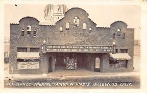 Inglewood CA Seville Theatre Fairview Hights Marquee RPPC Postcard