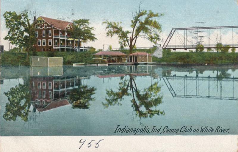 Canoe Club on White River - Indianapolis IN, Indiana - pm 1907 - UDB