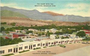 Autos Birdseye View 1940s Peak View Motel Postcard Jones Thomas 3857