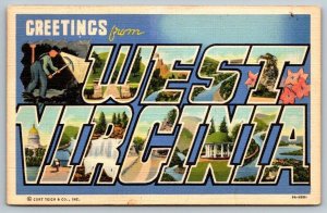 Large Letter Greetings From West Virginia  1941  Postcard