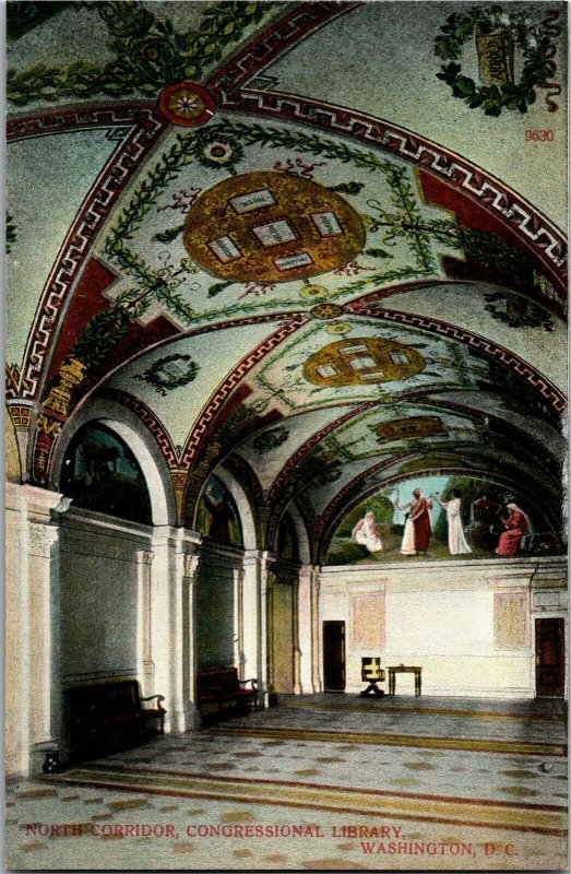 North Corridor Library of Congress Washington DC Vintage Postcard V24