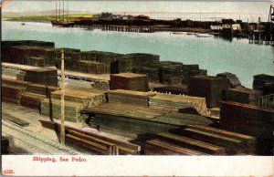 Shipping Lumber at San Pedro CA Vintage Postcard R46