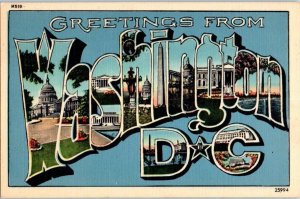 1930s Large Letter Greetings from Washington D. C. Postcard
