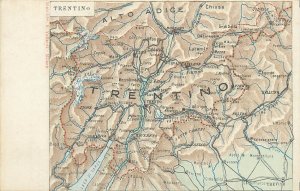 Map of Italy Trentino & Alto Adige Trento Treviso Belluno Cavalese old postcard 