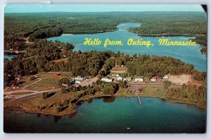 c1960 Minnesota MN Vintage Postcard Hello From Outing Aerial View Lawrence Lake