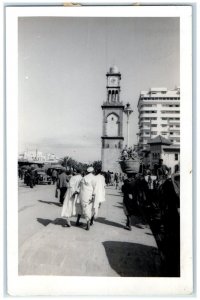 1939 La Tour de l'Horloge Clock Tower Casablanca Morocco RPPC Photo Postcard