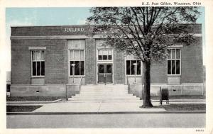 Wauseon Ohio US Post Office Entrance View Antique Postcard K16255