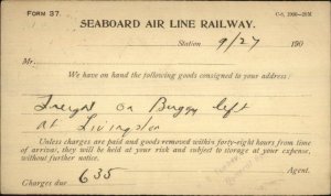 Seaboard Air Line Railway 1901 Government Postal Card Used Orlando Cancel