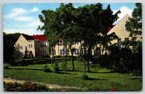 Oregon Wisconsin~Oakwood High School Bldg Exterior View~Vintage Linen Postcard