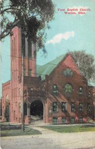 Warren Ohio First Baptist Church Antique Postcard J57822