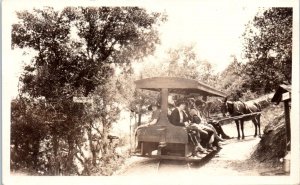 1920s Anonymous People Tourists in Donkey Trolley Castle Rock Utah RPPC Postcard