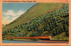 Utah Union Pacific Streamliner Train In Weber Canyon