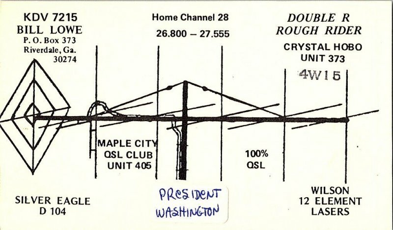 QSL Radio Card From Riverdale Ga. Georgia KDV 7215 