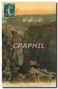 Old Postcard Bagnoles de l'Orne Lake and the Grand Hotel View from Roc au Chien
