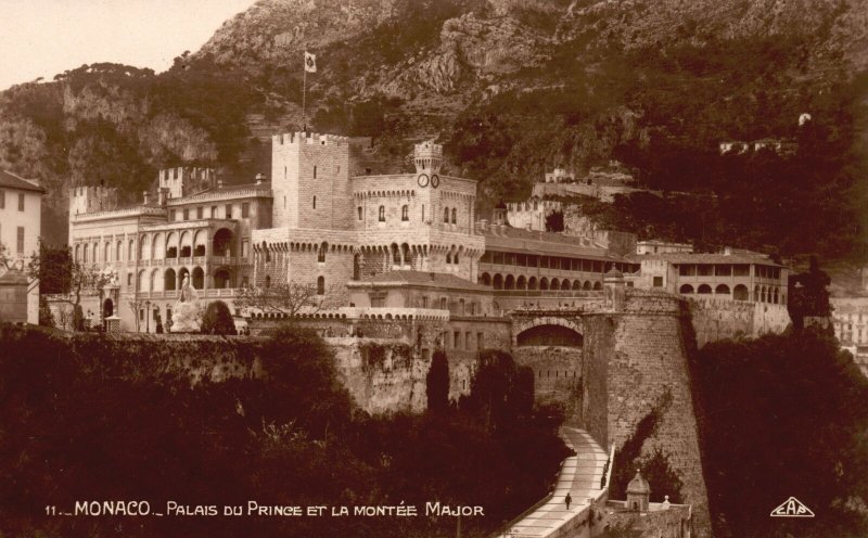 Monaco France, Palais Du Prince Et La Montee Major, Vintage Postcard c1910