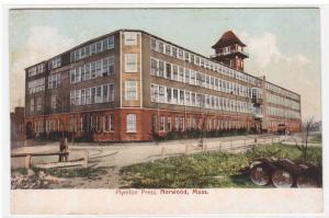 Plymton Press Norwood Massachusetts 1907c postcard